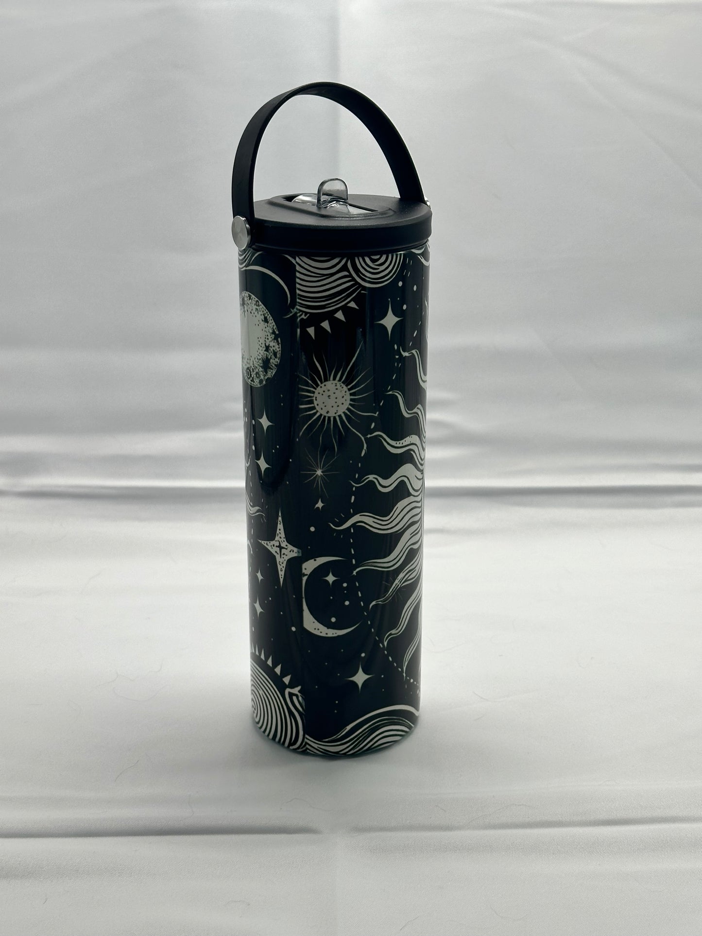 20oz Water Bottle - Black and White Sun and Moon