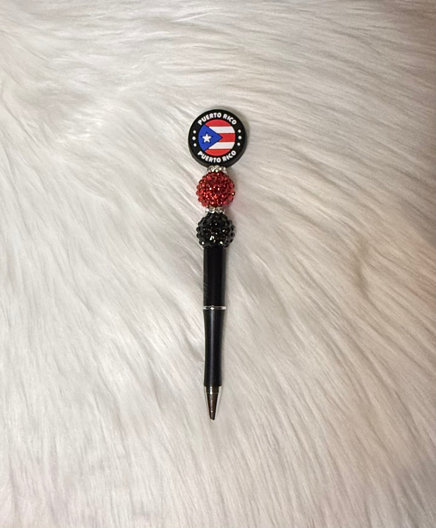 Boricua Pride Beaded Pen – Red & Black Edition