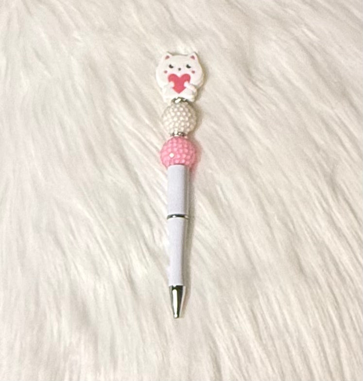Sweet Kitty Love Beaded Pen