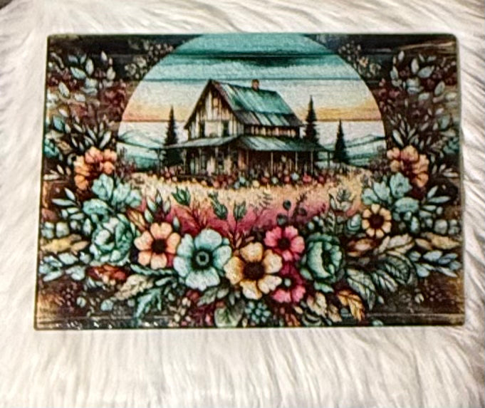 Rustic Cabin & Wildflower Meadow Cutting Board 11”x7.87”