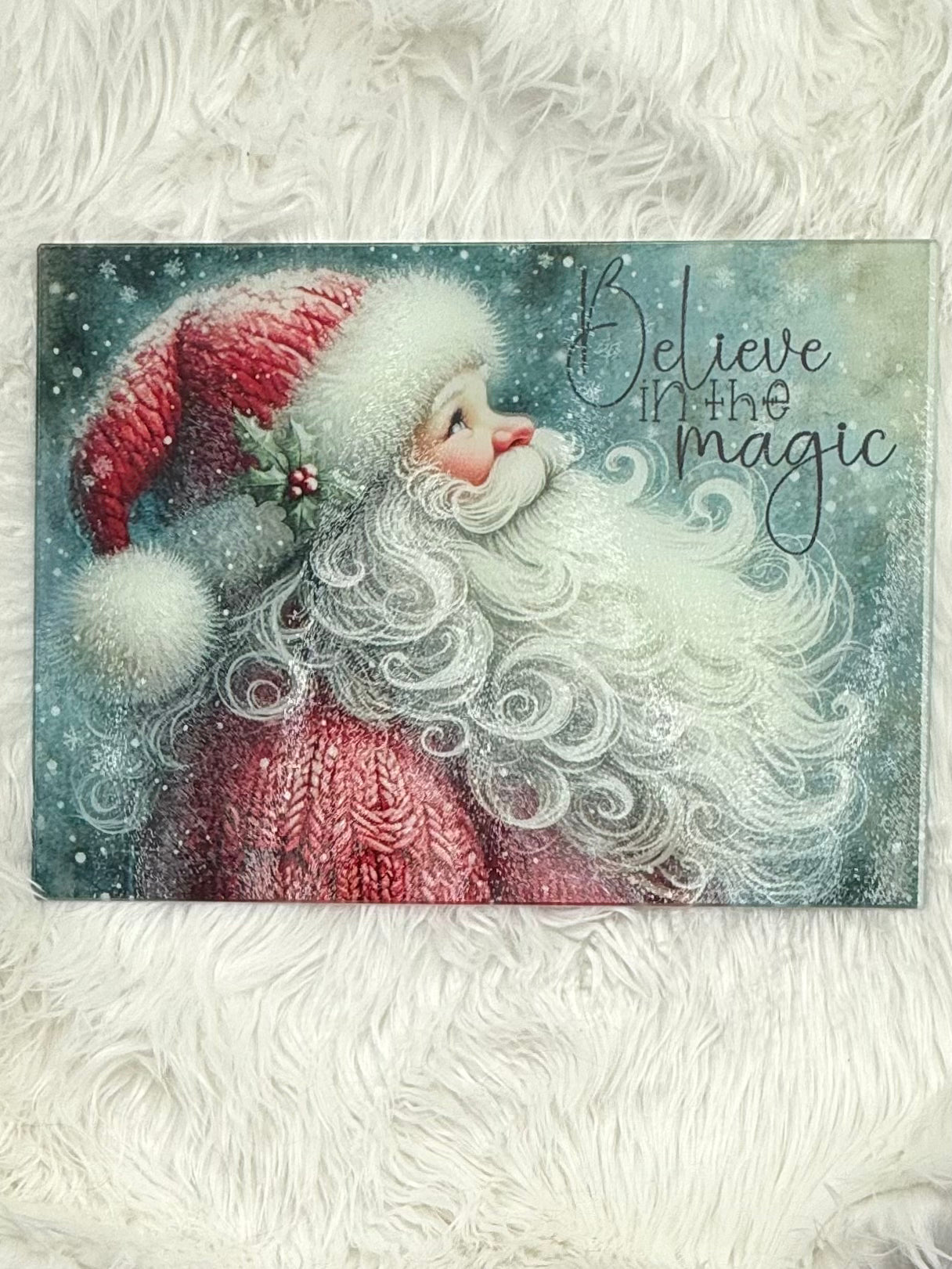 Believe in the Magic Santa Christmas Cutting Board 15”x11”