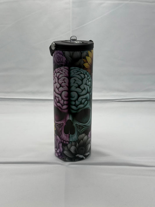 20oz Skinny Tumbler - Mental Health Skull