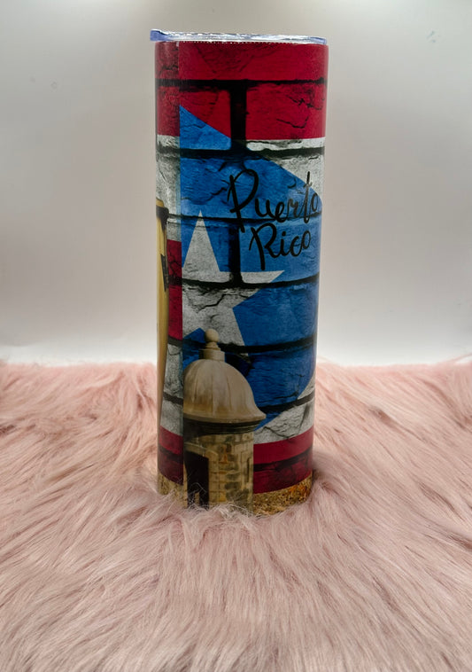 20oz Skinny Tumbler - Puerto Rico With Congas