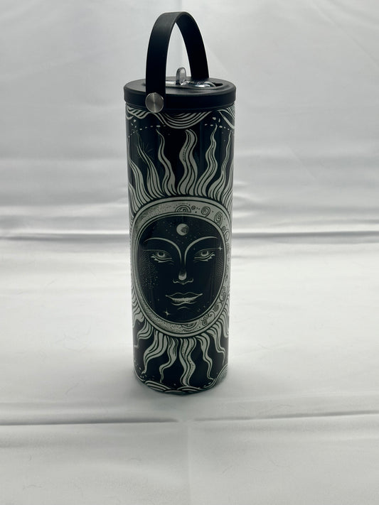20oz Water Bottle - Black and White Sun and Moon