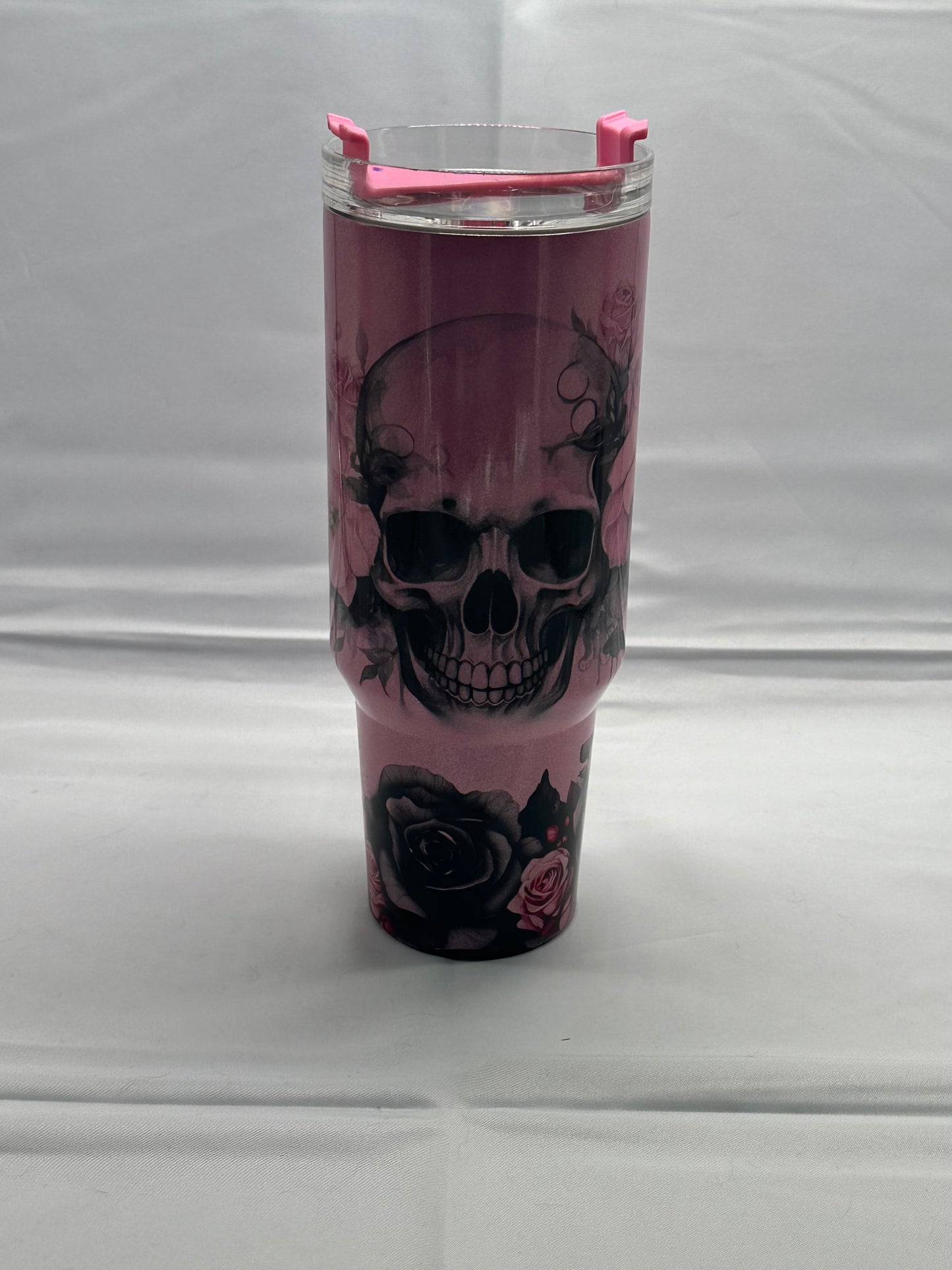 40oz Pink Skull-Themed Stainless Steel Tumbler – Insulated Travel Mug with Lid