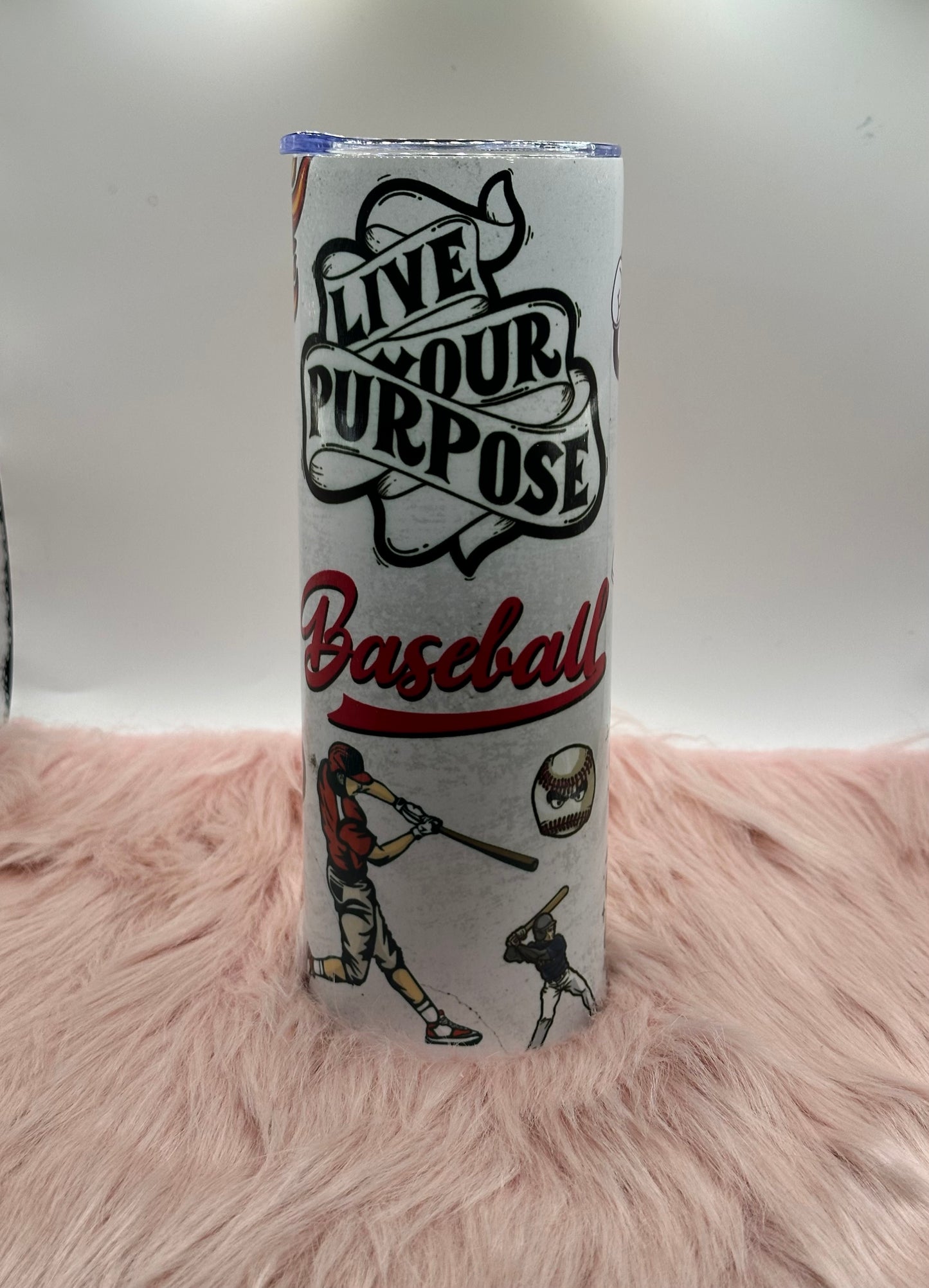 20oz Skinny Tumbler - Live Your Purpose - Baseball