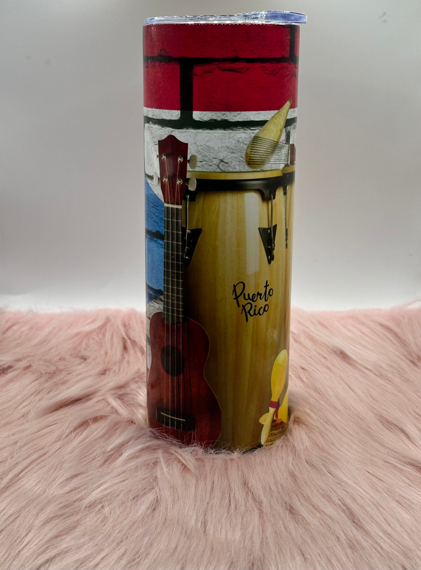 20oz Skinny Tumbler - Puerto Rico With Congas