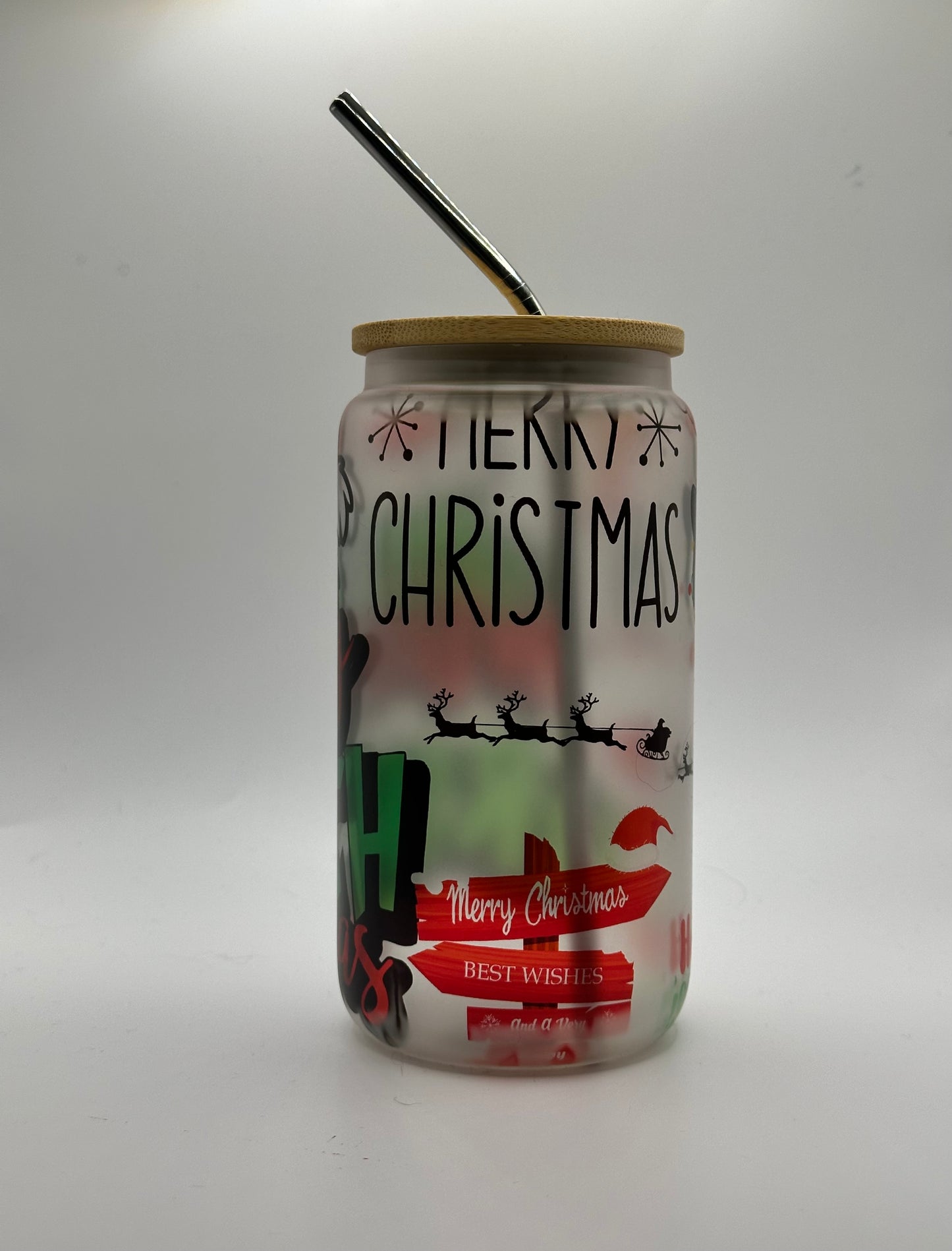 Whimsical Grinch Frosted Glass Cup