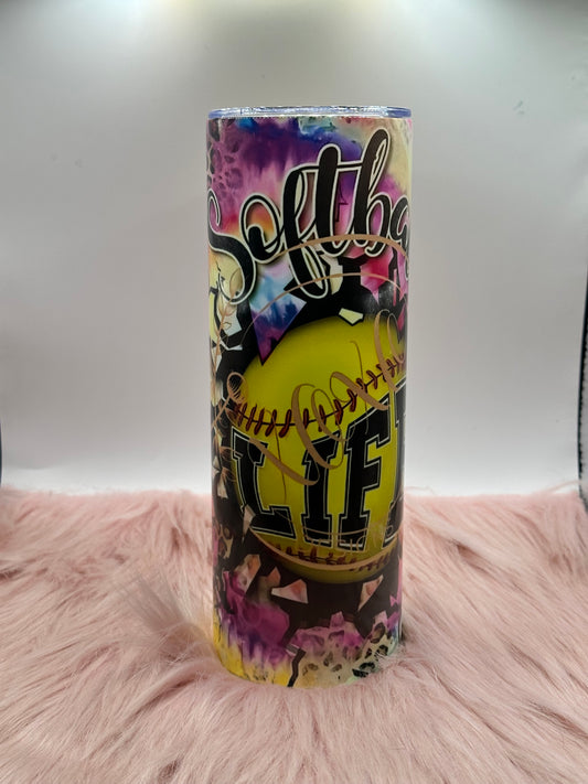 20oz Skinny Tumbler - Softball Life