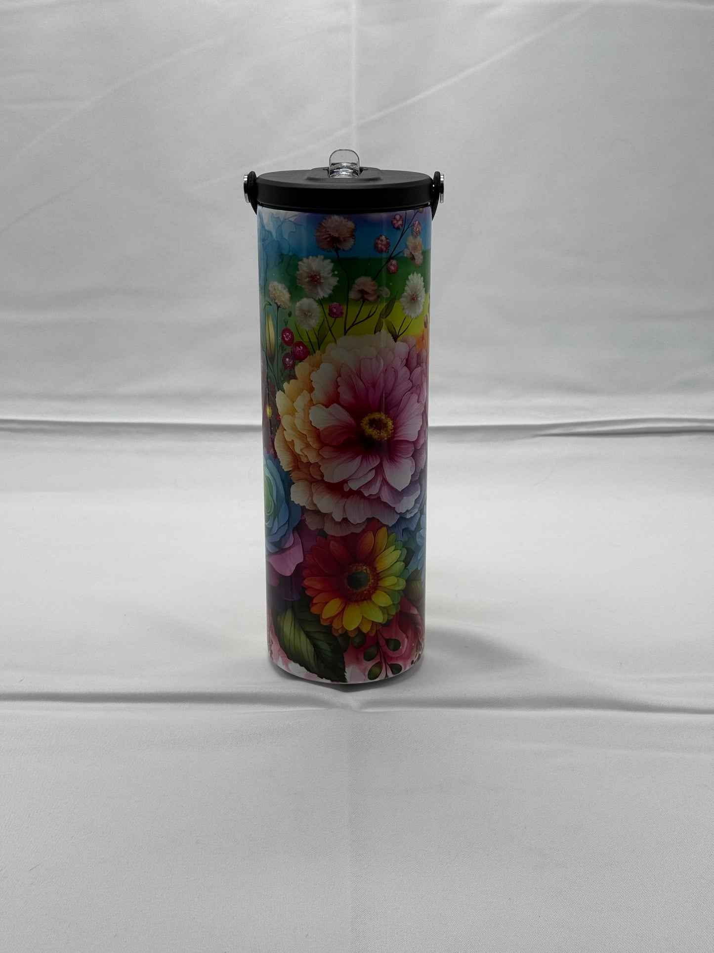 20oz Tumbler Water Bottle - Pride with Flowers