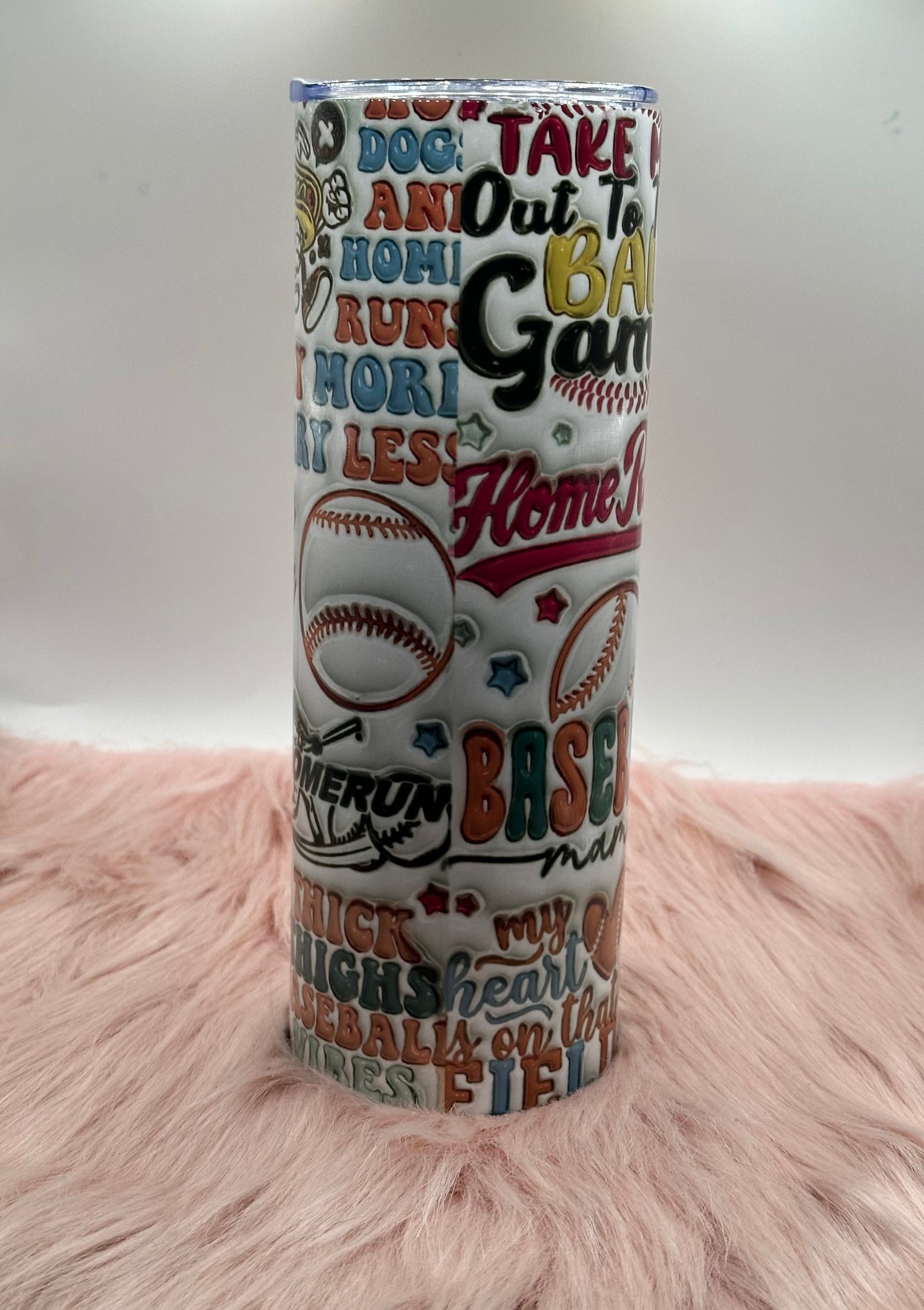 20oz Skinny Tumbler - 3D Inflated Baseball Mom