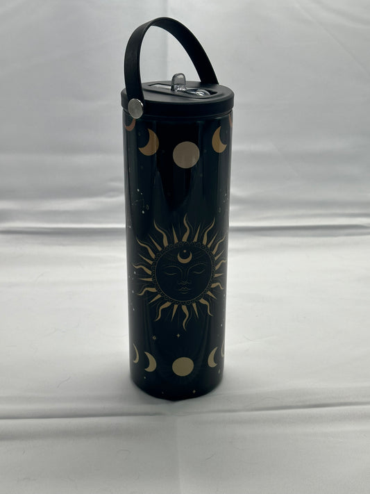20oz Water Bottle - Black and Gold Sun/Moon