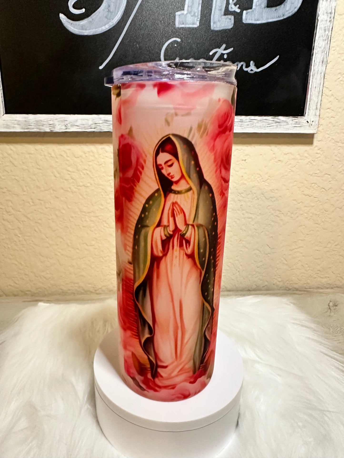 Divine 20oz Frosted Tumbler: Our Lady of Guadalupe Edition