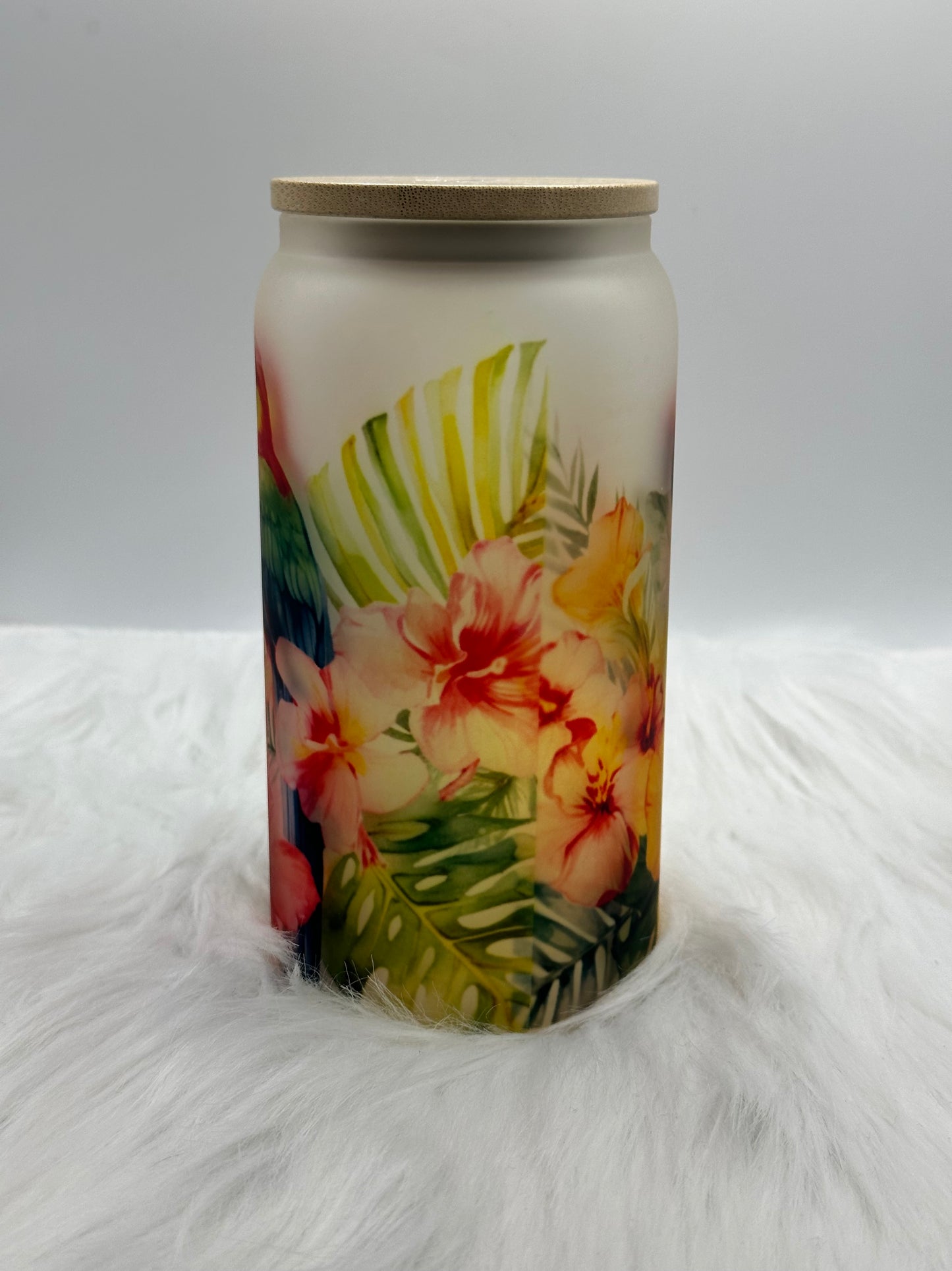 Frosted Glass Cup - Parrot