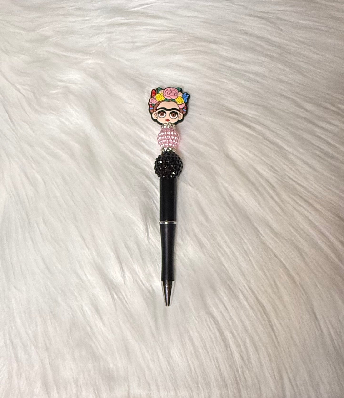 Viva La Vida Beaded Pen – Pink & Black Sparkle