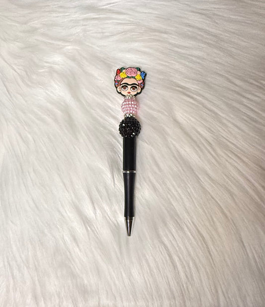 Viva La Vida Beaded Pen – Pink & Black Sparkle