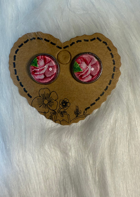 Pink Rose - Stud Earrings 12mm