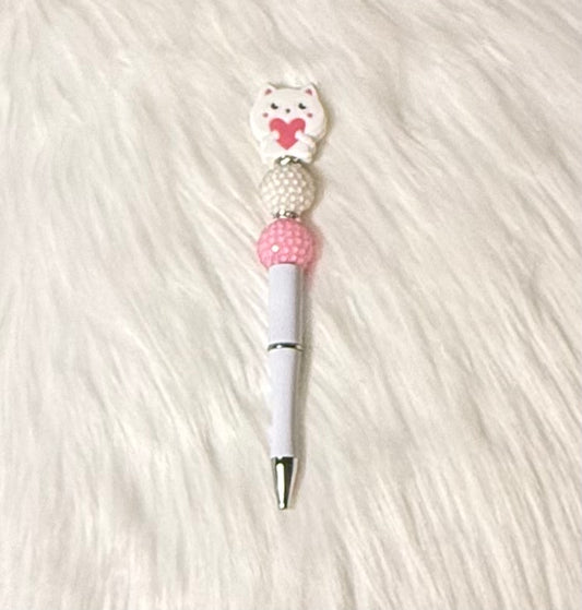 Sweet Kitty Love Beaded Pen