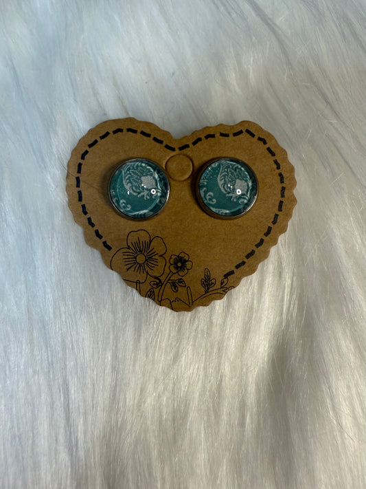 Teal Bloom - Stud Earrings 12mm