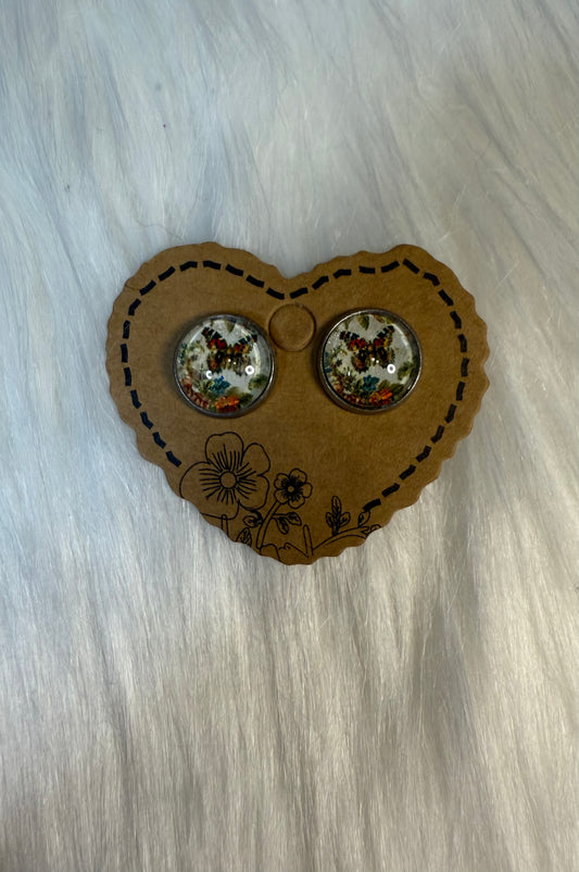 Beautiful Butterfly (brown) - Stud Earrings 12mm