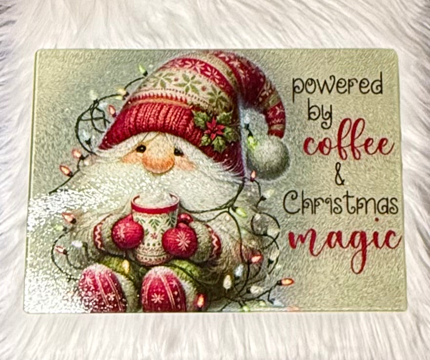 Christmas Gnome Coffee Glass Cutting Board 11”x7.87”