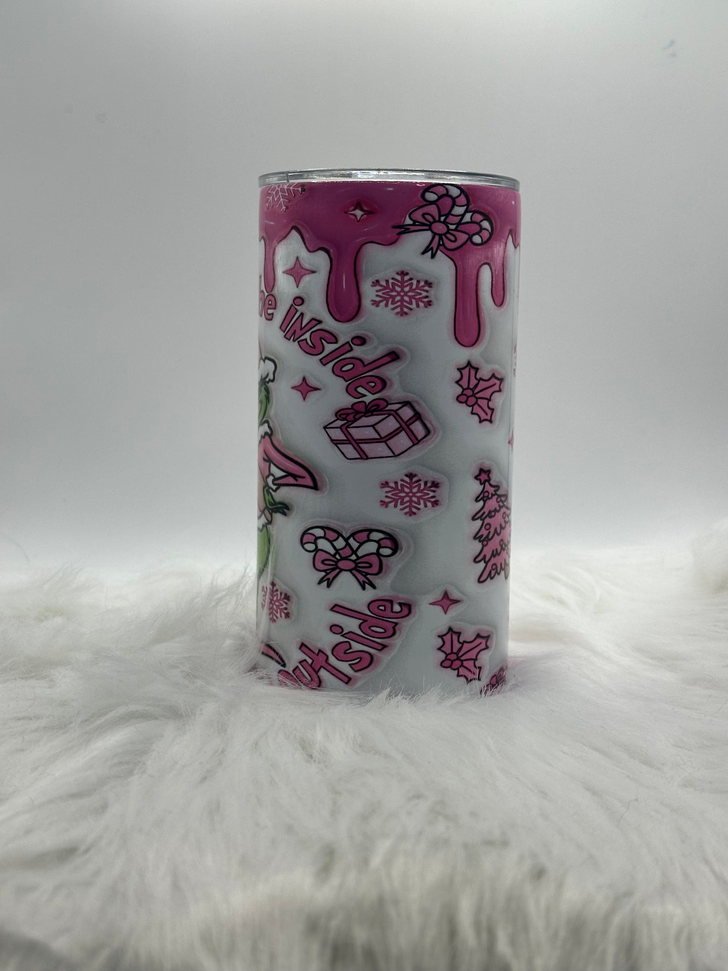 12oz Tumbler - Pink - Merry Grumpy Holiday Character