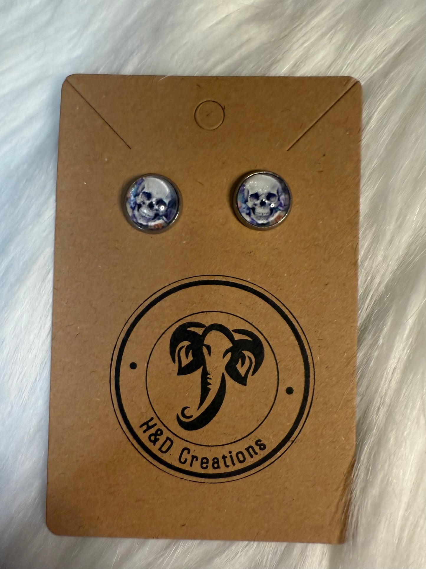 Floral blue - Stud Earrings 12mm