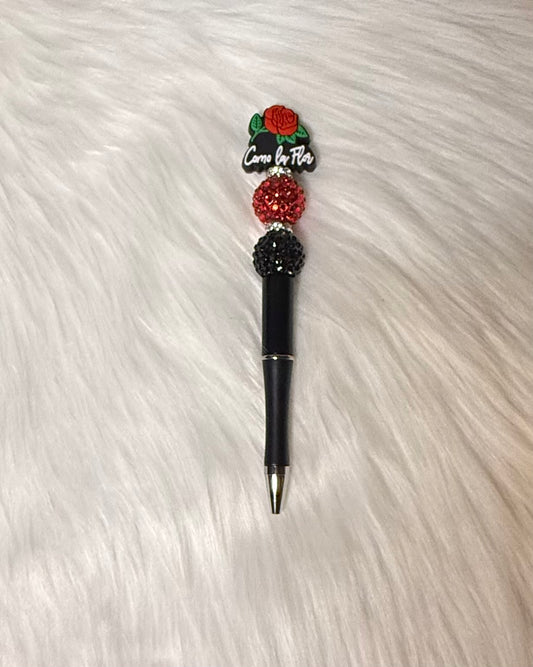 Como la Flor Beaded Pen – Red Rose Edition