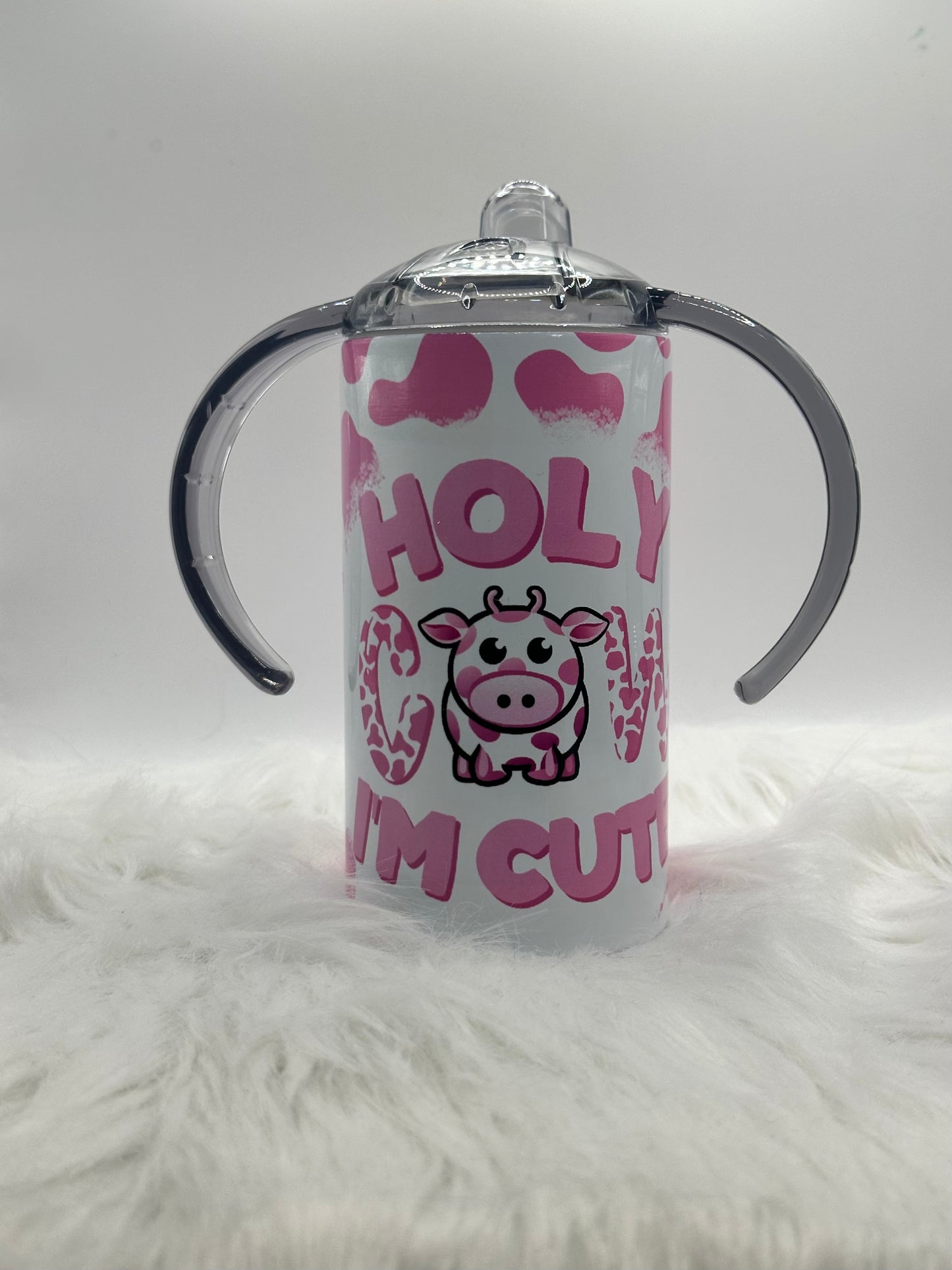 12oz Convertible Sippy Cup Tumbler - Pink ‘Holy Cow I’m cute’