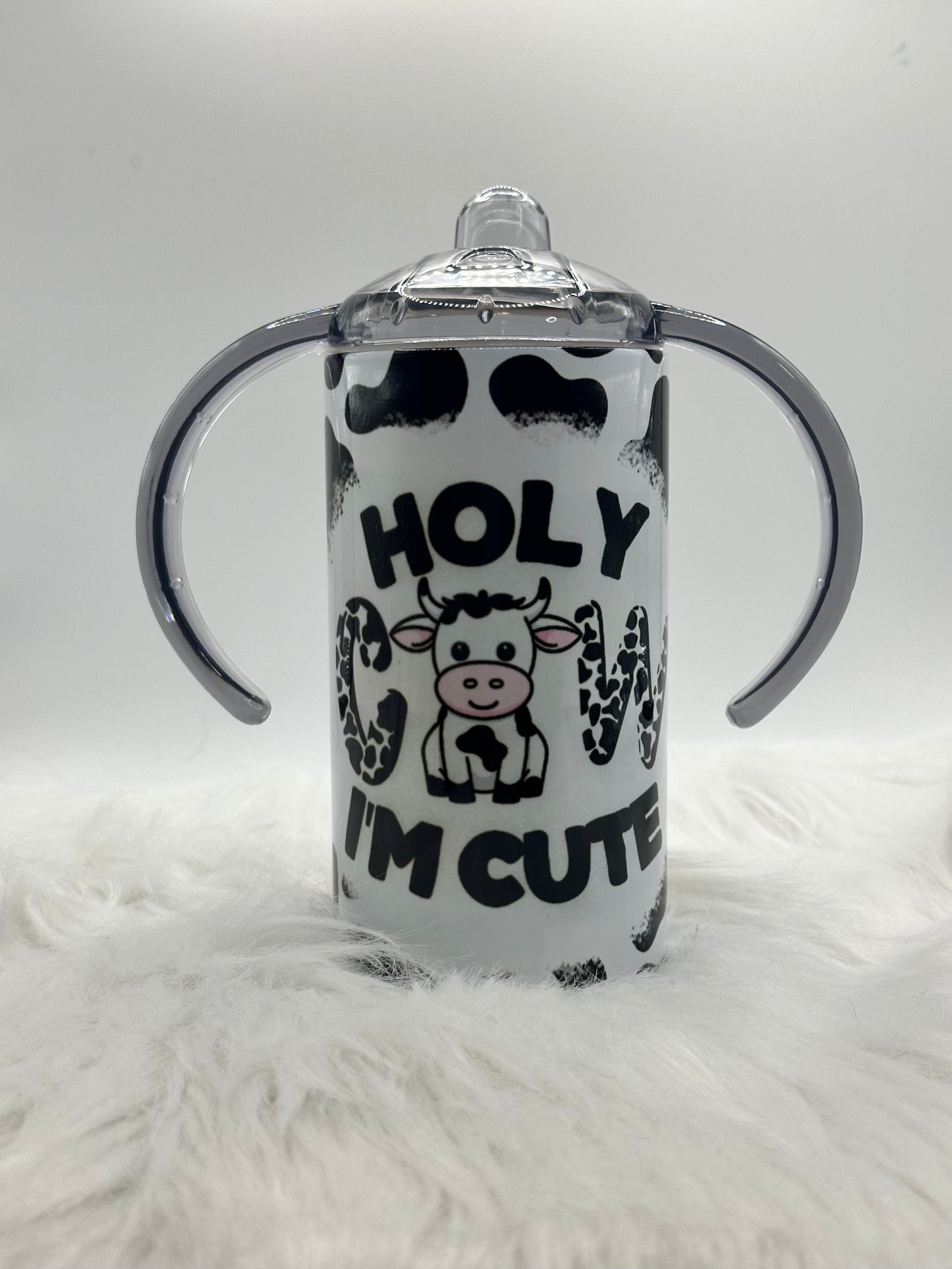 12oz Convertible Sippy Cup Tumbler - Black 'Holy Cow I'm Cute' Tumbler