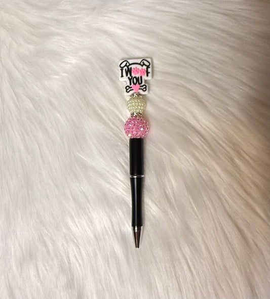 I Woof You Beaded Pen – Pink Pup Edition