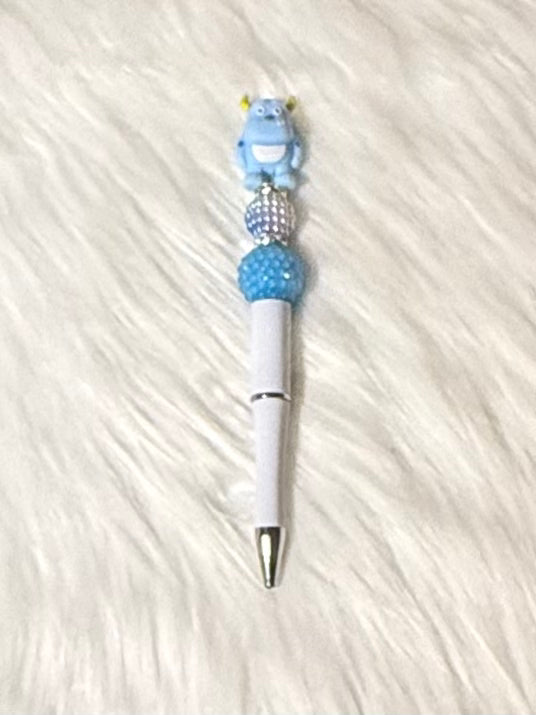Beaded Pen – Fluffy Blue Monster Energy