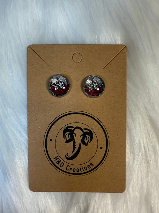 Skulls & Scarlet - Stud Earrings 12mm