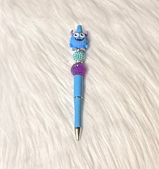 Monsters-Inspired Beaded Pen – Blue & Fuzzy Fun