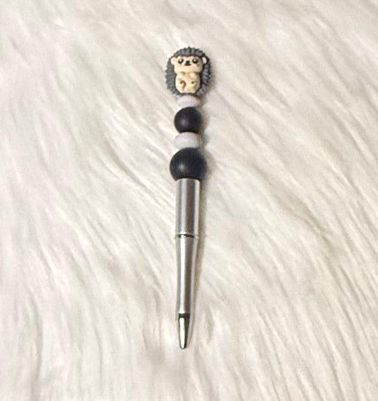 Woodland Critter Beaded Pen – Hedgehog Edition