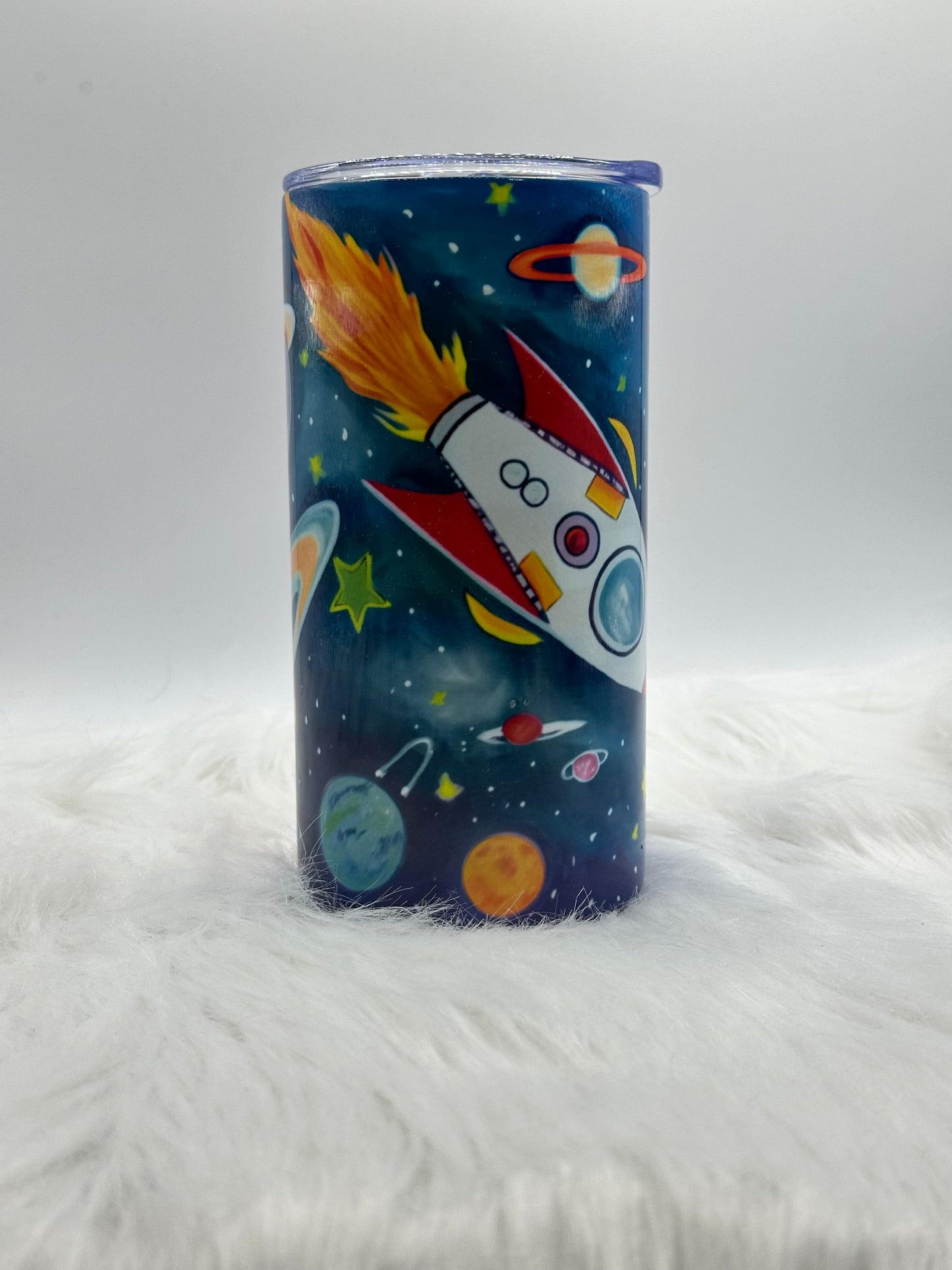 12oz Tumbler - Spaceship & Planet Themed Tumbler