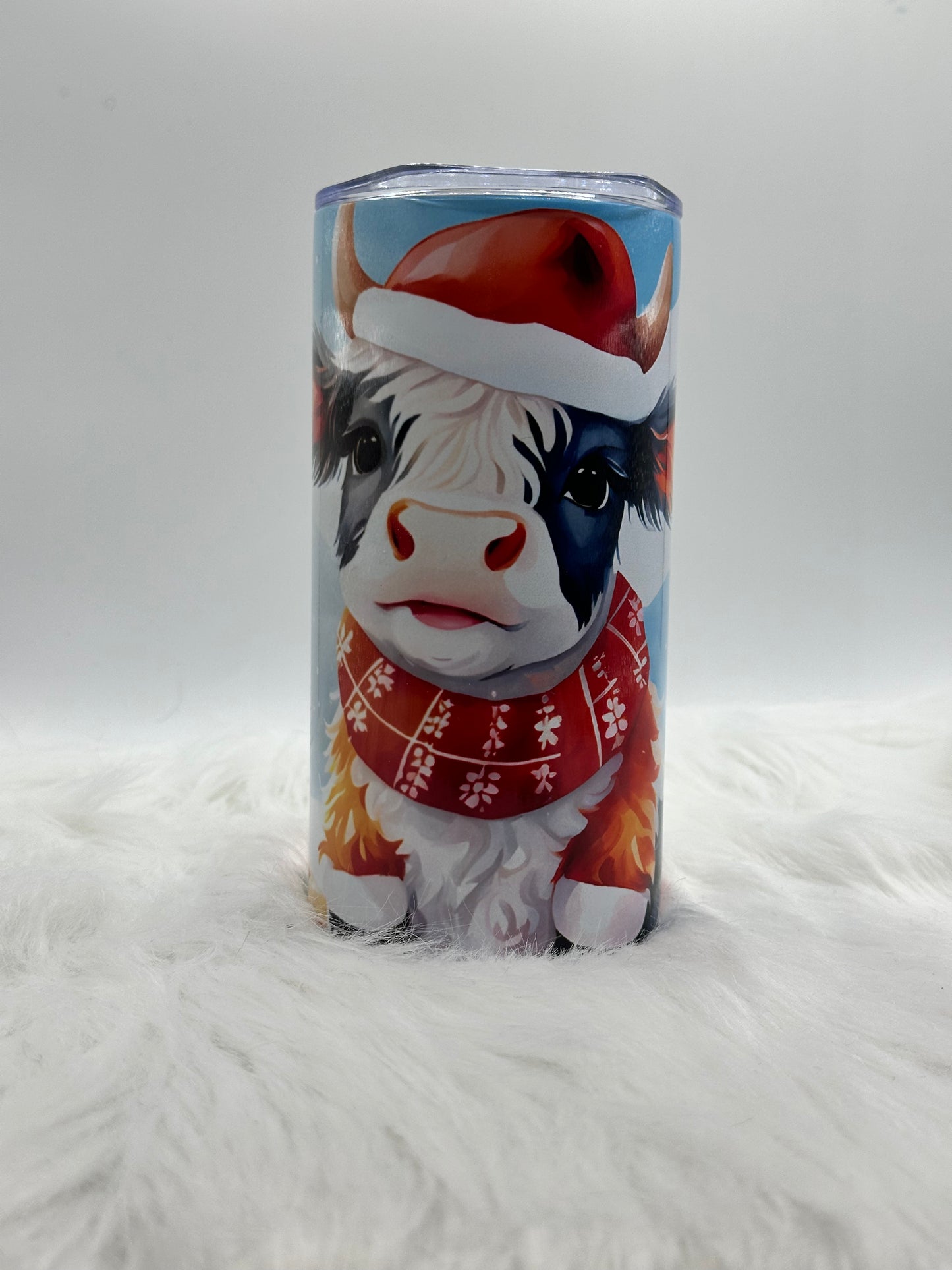 12oz Tumbler - Festive Christmas Cow