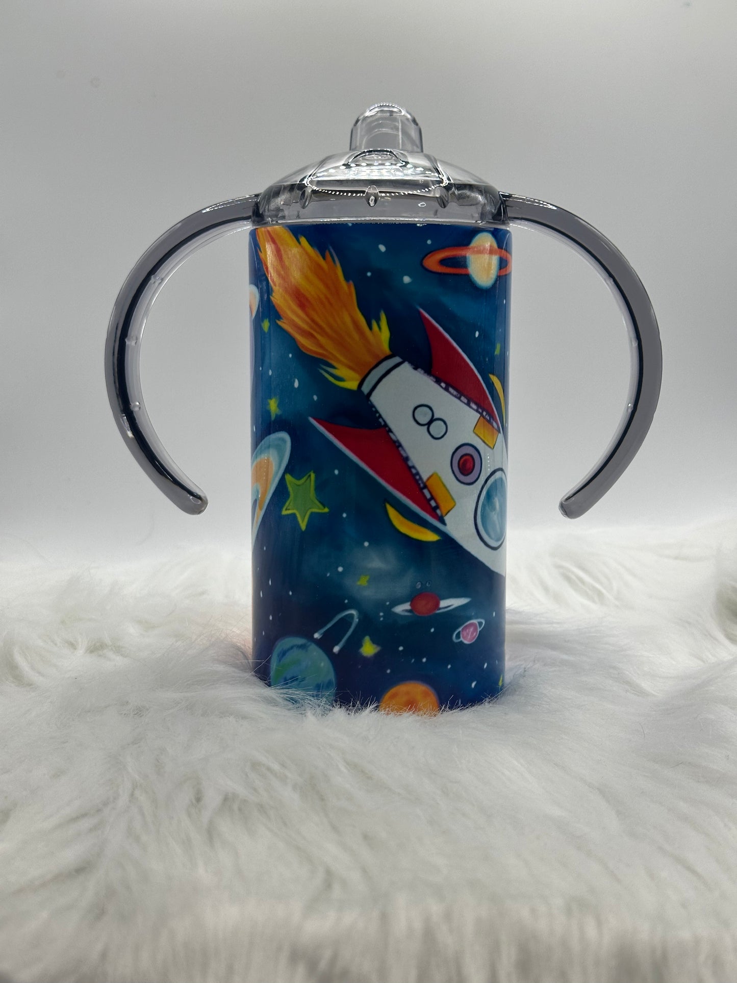 12oz Convertible Sippy Cup Tumbler - Spaceship and Planet themed